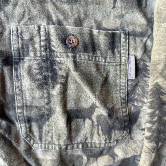 VINTAGE 90S WOOLRICH AOP ANIMALS BUTTON UP SHIRT GRAPHIC NATURE MENS MEDIUM - Picture 2 of 5